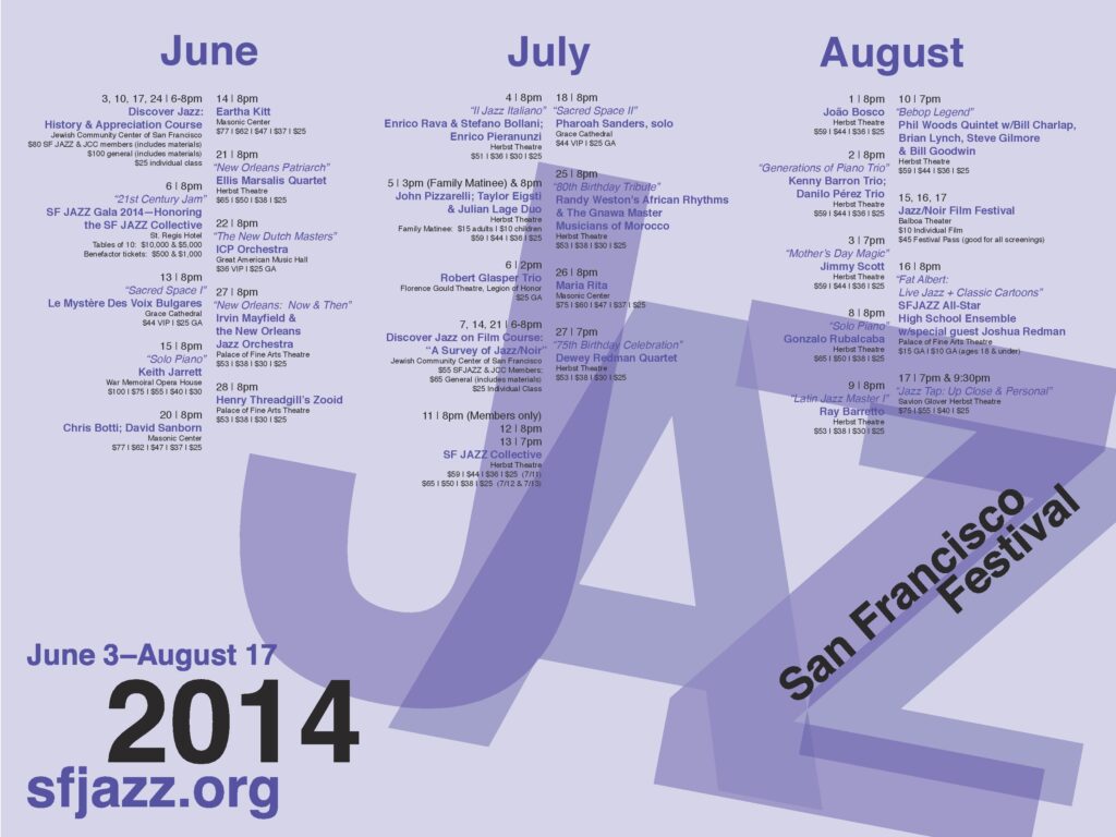 sf jazz festival calendar