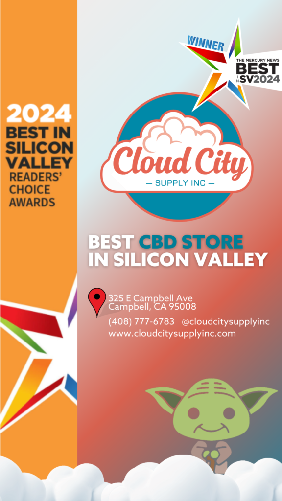 Cloud City Supply wins the 2024 Best CBD Store in Silicon Valley award by The Mercury News Readers' Choice, recognizing excellence in CBD products and wellness solutions.